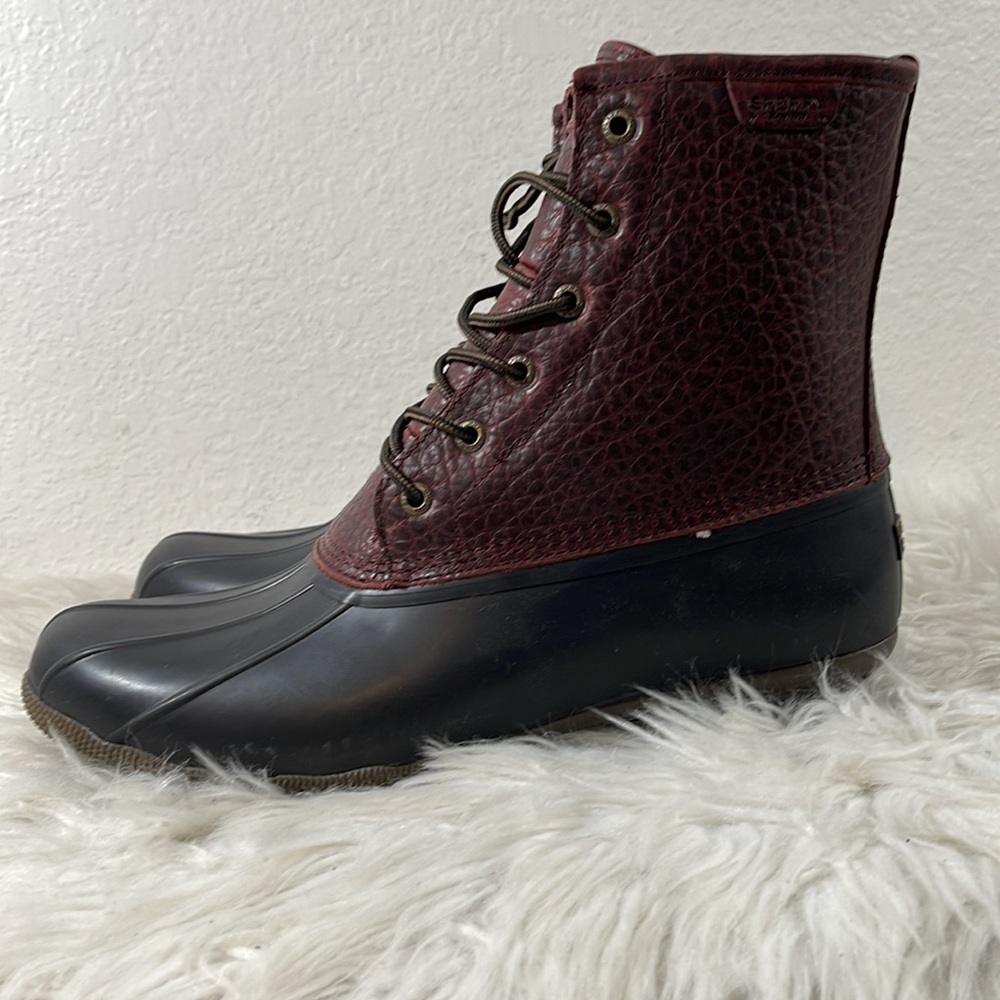 SPERRY MEN'S SALTWATER DUCK BOOT - BLACK/AMARETTO SIZE 13 NEW - Picture 9 of 15